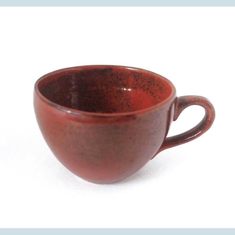 Kaffekop med hank, r�dbrun med nister